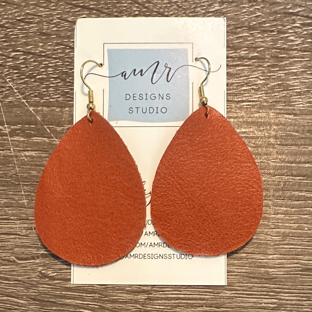 AMR Designs Studio Orange Teardrop Earrings